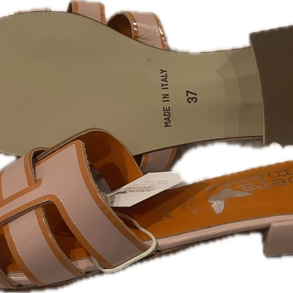 Libera mente Pink with orange accent Sandals with H-Shaped Strap - Picture 2 of 4